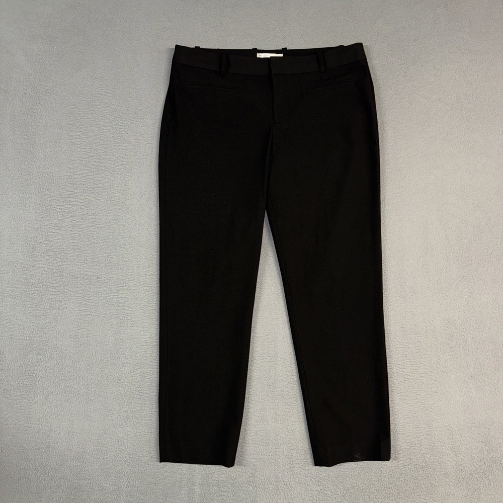 Gap Pants Womens 6 Black Slim Cropped Stretch Straight Flat Front Polyester